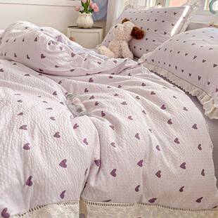 A类全棉双层纱四件套纯棉单件被套床单学生宿舍三件套床单3被罩4