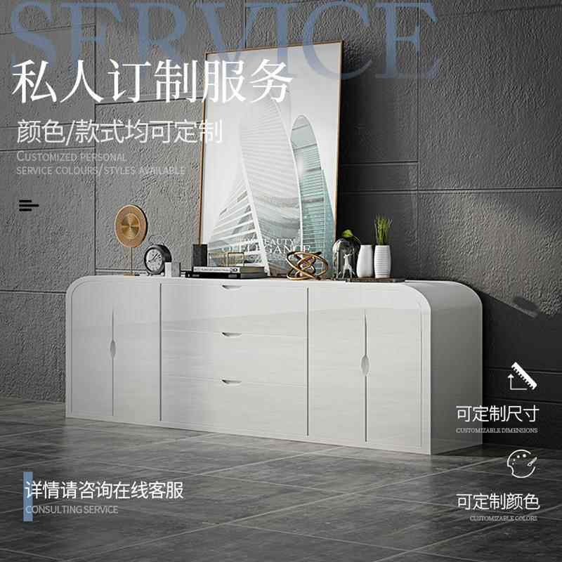 烤漆文件柜矮柜弧形书柜时尚资料档案柜简约现代白色储物柜落地柜