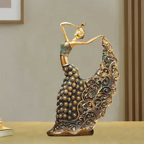 创意轻奢桌面舞女摆件家居样板间客厅软装装饰品树脂工艺品摆饰