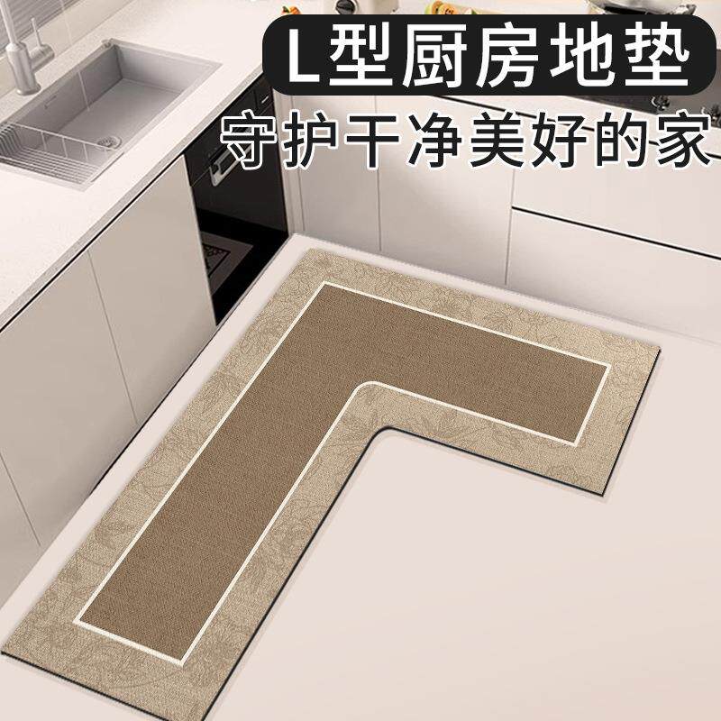 厨房专用地垫吸水垫防滑吸水免洗可擦地毯硅藻泥L型整块防油耐脏