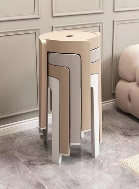 家用凳子加厚塑料可叠放摞叠餐桌板凳风车凳高圆凳胶简约椅子休闲