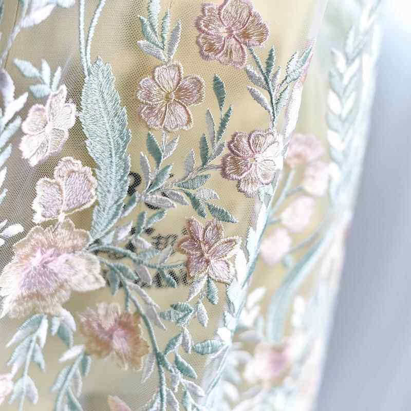 彩色立体纱枝刺绣蕾丝面料婚礼树服i装手工dy布料网LS627纱装饰材