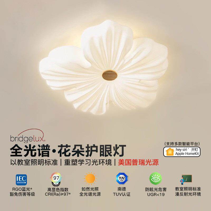 全光谱吸顶灯主卧室灯现代简约护眼花云朵奶油风吊灯具花瓣曲奇