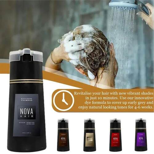 Nova Natural Instant Hair Dye Coloring Shampoo Natural Black