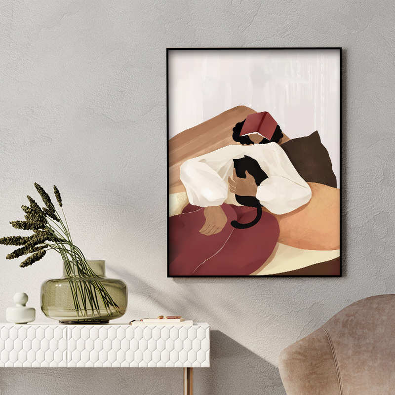 抽象人物沙发装饰画竖版客厅落地画小众艺术卧室床头背景墙壁挂画