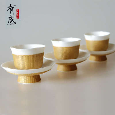 有底1912四川非遗手工瓷胎竹编特色主人杯竹丝扣瓷品茗杯茶具礼品