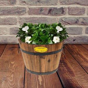 Wooden Flower Pot Decorative Planter Container Barrel Pots