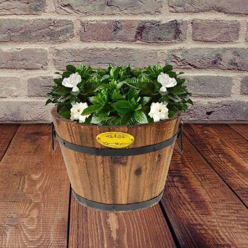 Wooden Flower Pot Decorative Planter Container Barrel Pots