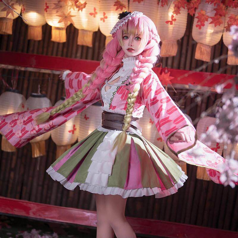星漫境鬼灭之刃cos服甘露寺蜜璃五周年纪念祭COSPLAY服装二次元