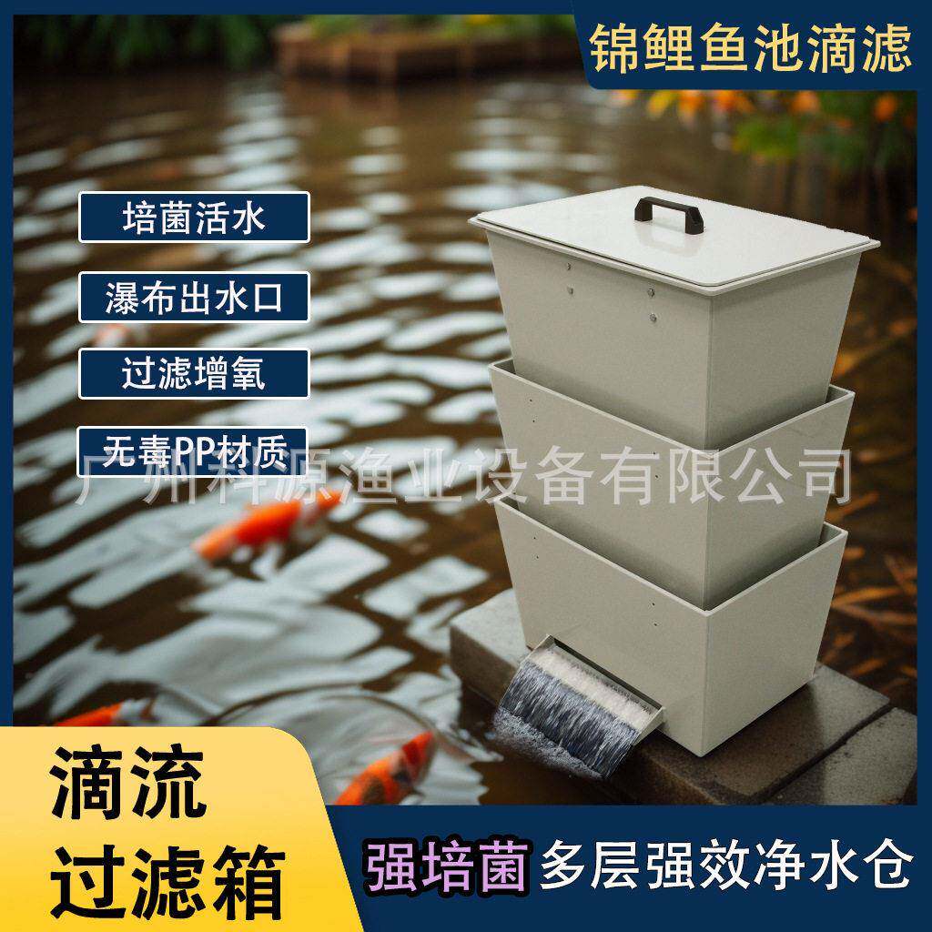 鱼池鱼缸滴流过滤器干湿分离三合一水循环景观鱼池多层过滤滴流盒