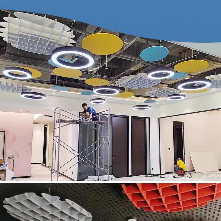 吸音体体育馆礼堂华夫饼多边形吊顶悬挂垂吊片空间吸声吸音神器