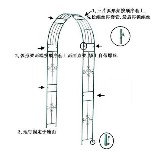 欧式庭院铁艺拱门爬藤架阳台牵引拱形花架植物攀爬架户外落地装饰
