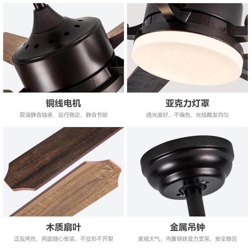 美式扇灯工业风吊扇风约现简大60-FXB65风力电扇灯代吊扇灯家用一