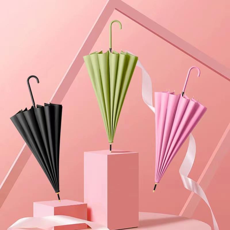 日系骨小清新直杆伞简约PU皮手柄复古男女晴雨伞制定商务礼品伞