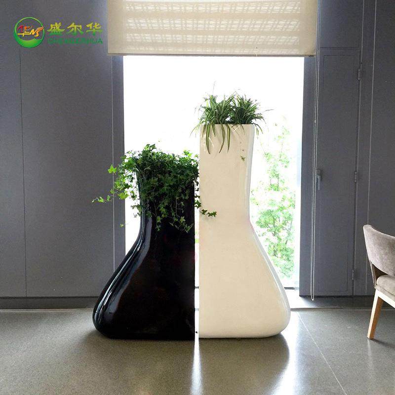 创意玻璃钢商场售楼处花盆样板房花器落地花缸装饰酒店花盆