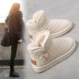 雪地靴女2022年冬季洋气时尚棉鞋加绒加厚防水短靴子女款鞋子