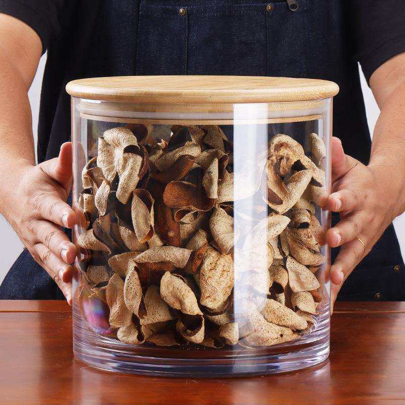 陈皮罐木盖收藏储存专用圆柱形PC透明塑料非玻璃罐子花鱼胶密封瓶