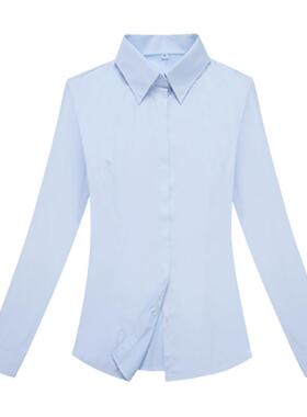 高档长新款建行工作服袖秋季短衬男衫建设银行行服浅蓝色斜纹工装