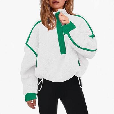Buenoble Women Zip Sherpa Fleece Pullover Oversized