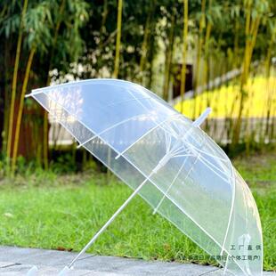 强抗风男女加大纯透明雨伞自动长柄双人用大伞情侣透明伞