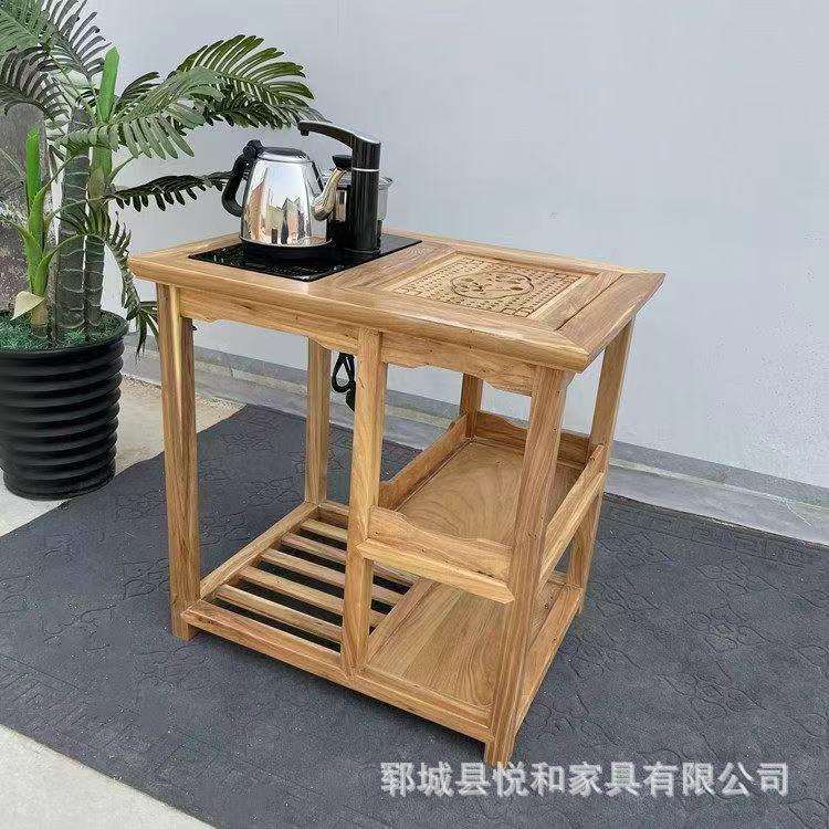 简约老榆木茶水柜家用可移动禅意木质烧水柜新中式矮柜泡茶烧水柜