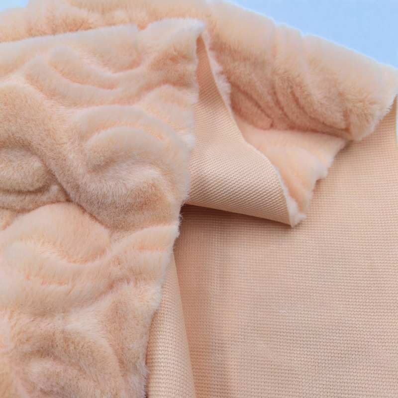 绒布批发750g秋冬 花家居毛刷材小兔压花鞋布料 现货面料兔毛