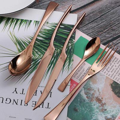 Black 304 Western style stainless steel spoon steak knife