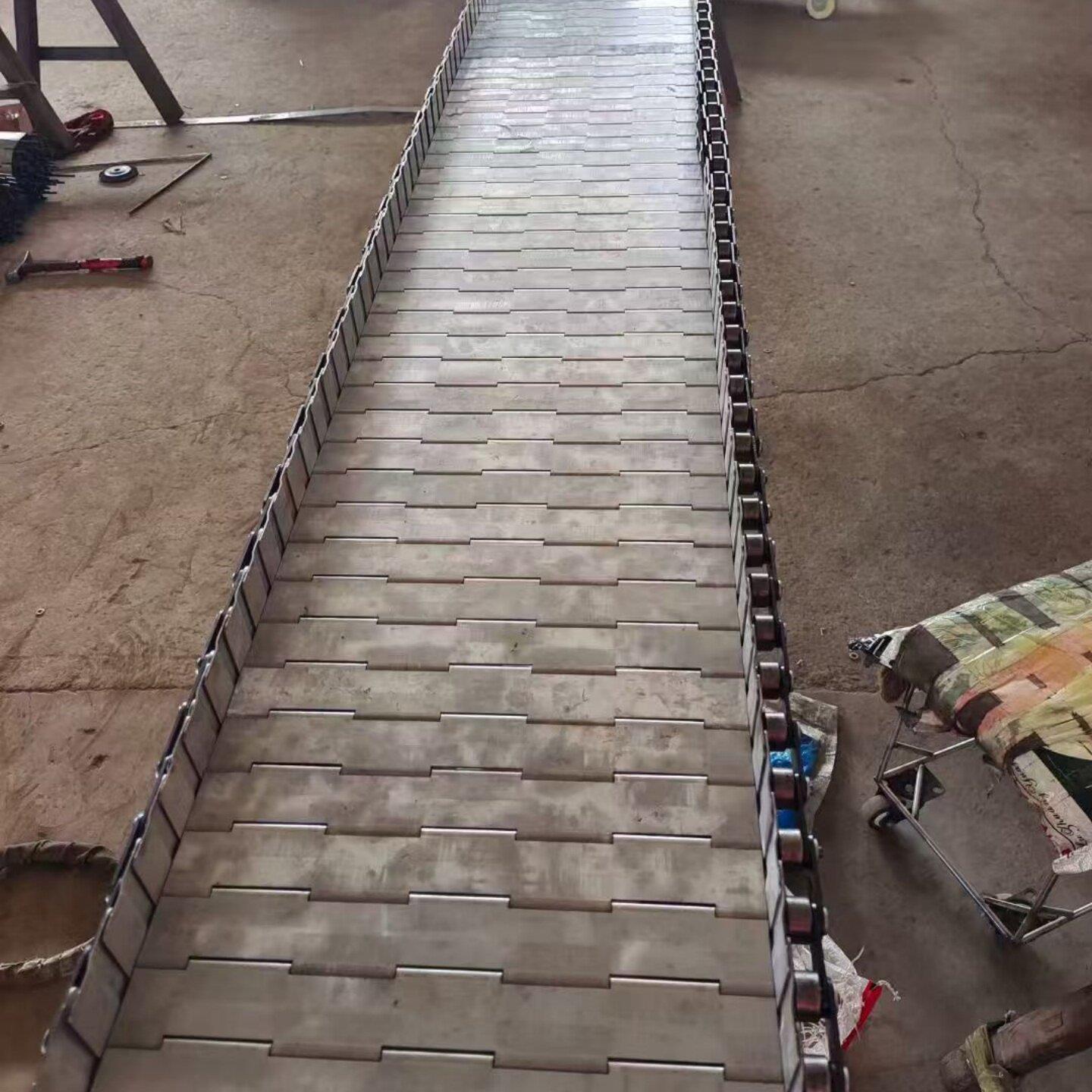 工业级不锈钢链板输送线食品级速冻水饺生产链板线金属板链传送带