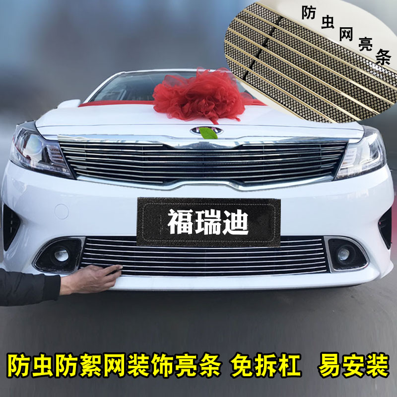 福瑞迪中网外观改装亮条用品汽车防虫网前杠专用蜂窝网装饰配件