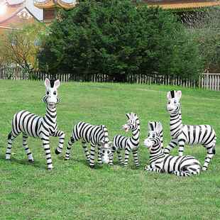 玻璃钢雕塑卡通动物ban马摆件户外公园林景观商场幼儿园美陈装 饰