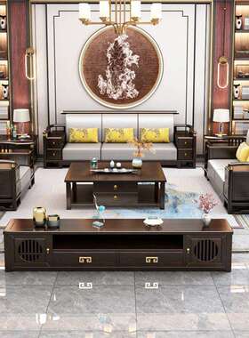 新别中式实木沙发冬API夏两用软靠免布艺沙发户茶几组合墅洗大型