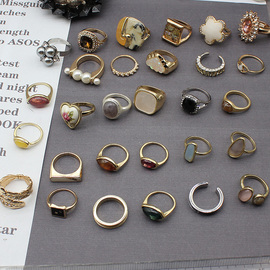 y单出口(单出口)日本日单小号(单小号)的多超美宝石，个性树脂欧美戒指首饰合集独款