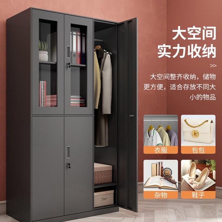 黑色更衣柜员更工宿铁皮储物985舍柜带加厚锁收纳柜健身房衣室换