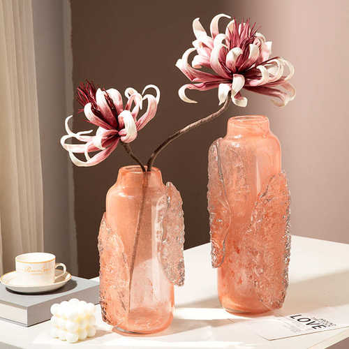 创意琉璃花瓶艺术摆件北欧简约花器家居客厅现代样板间透明装饰品