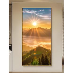 日出东方挂画现代休闲客厅入口装饰画入口走廊走廊壁画红色太阳镇