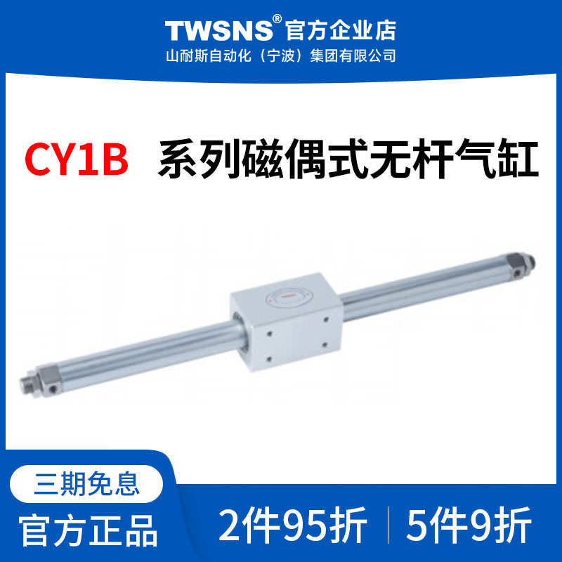 TWSNS台氣山耐斯磁偶式无杆气缸CY1B缸径25/32/40行程50/500/1000