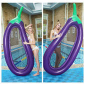 茄子浮床250cm成人水上充气茄子浮排浮床躺椅网格布漂浮船游泳圈