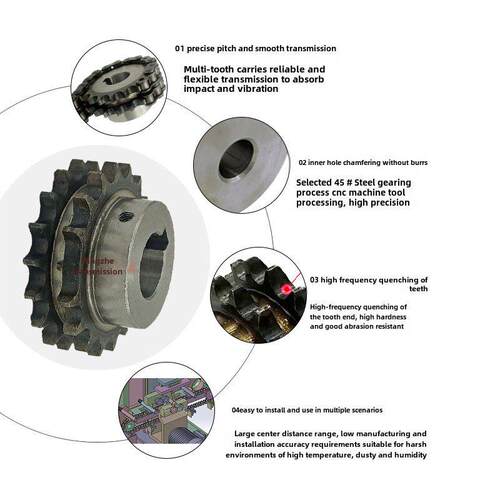 45钢炼轮双排台轮4分08B成品孔炼轮101215182025非标定做炼轮齿轮