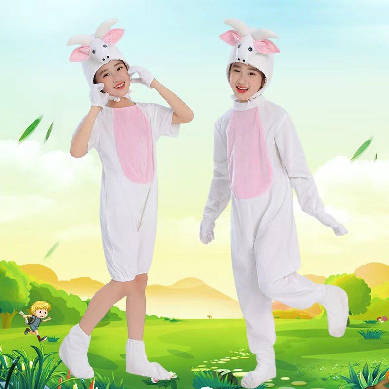 卡通儿童小白羊造型幼儿园舞蹈服山羊演出服牧羊女少儿舞蹈服