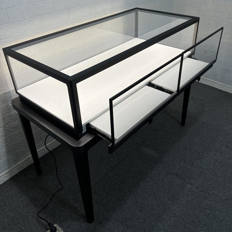 新款圆角珠宝展首柜饰手彩宝玻玉表器展示柜不锈钢抽224拉璃展柜