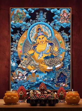 藏式白度母入口大厅装饰画唐卡挂画黄色财神客厅中殿镇屋佛堂壁画