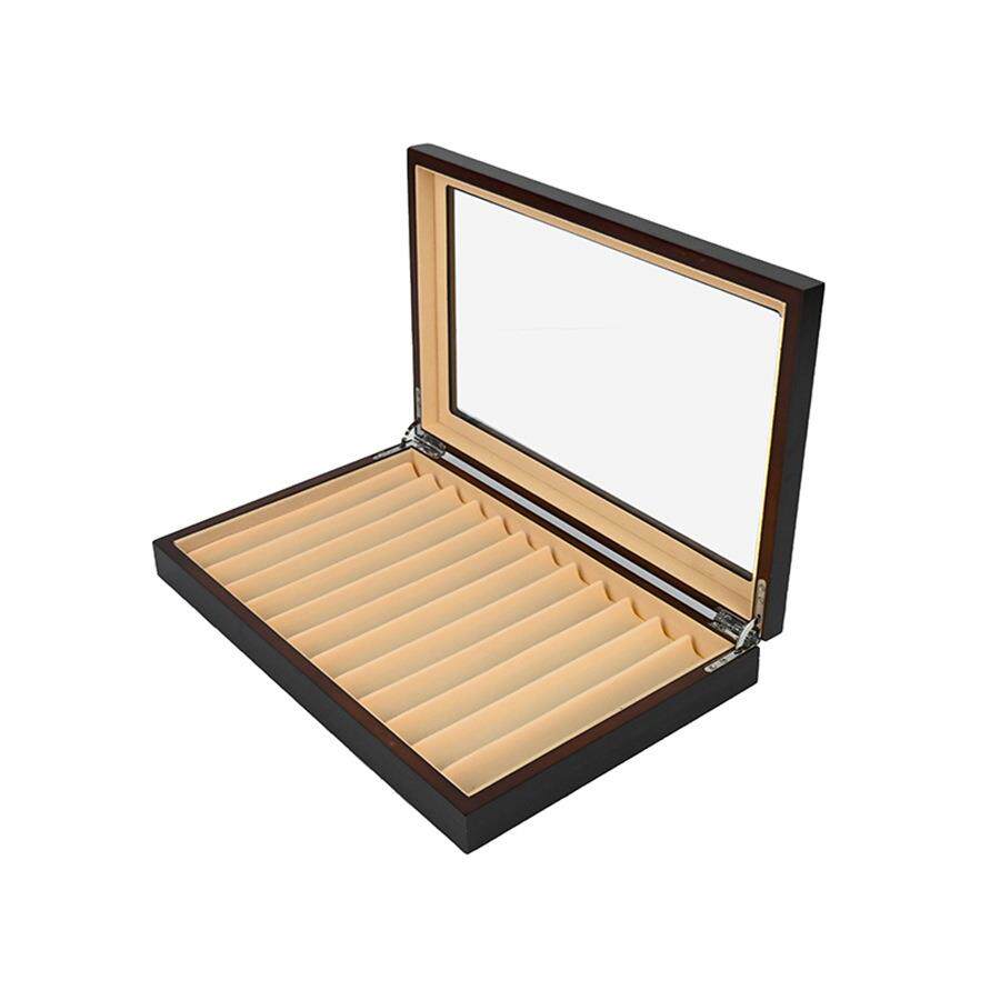 厂家现货烤漆木质钢笔盒高档钢笔收纳盒抽屉式多层透明盒子