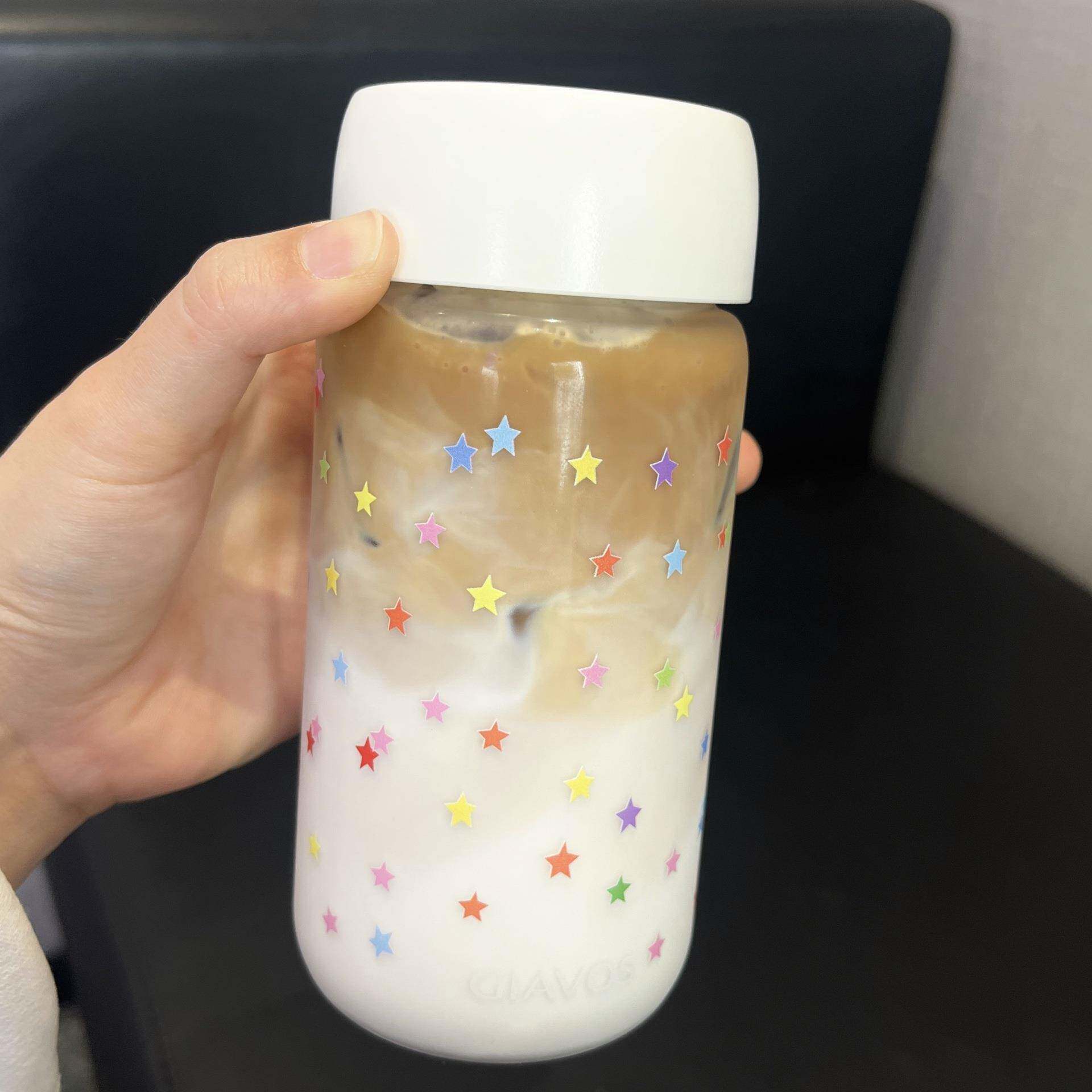 ins小清新塑料杯耐高温随手杯高颜值水杯便携透明杯牛奶杯咖啡杯