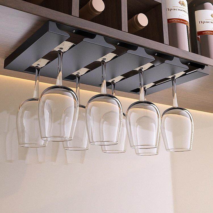 不锈钢酒杯架悬挂倒挂免打孔金属家用厨房品葡萄红酒柜吊放高脚杯
