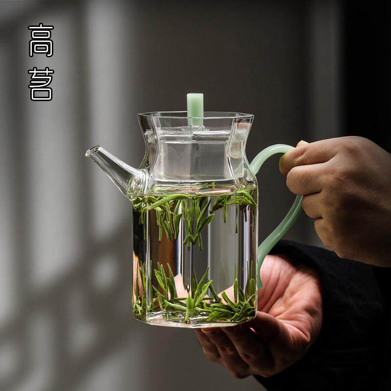泡绿茶专用玻璃壶耐高温彷宋手执壶花茶过滤冲茶器家用茶具泡茶壶