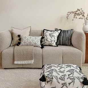 燕语呢喃抱枕套装法式奶油风客厅沙发靠枕黑白剪花燕子靠垫腰枕套