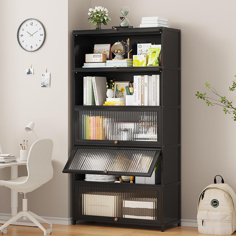 跨境落地家用书柜简易书架儿童整理多层收纳储物柜置物架防尘书柜