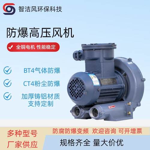 7500W高压防爆鼓风机FB-1010防爆旋涡鼓风机7.5KW环形防爆鼓风机