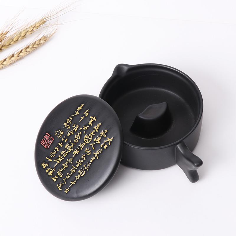 高档墨池砚台带能盖黑色白色笔搁陶瓷盛汁功能墨笔架文房四宝书法