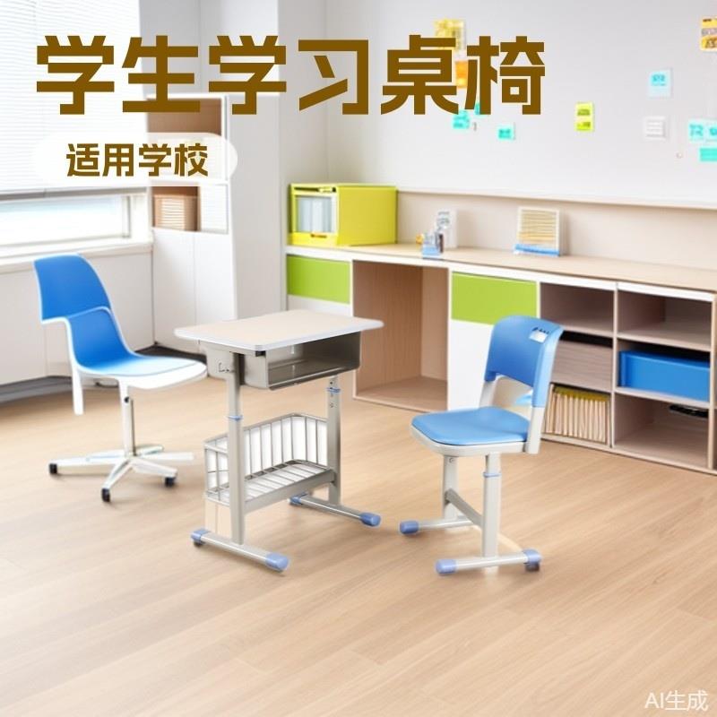 学生课室桌椅学生学习桌辅导班写字桌椅单人学习桌椅套装
